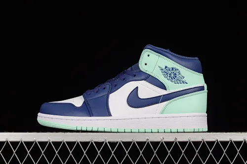 All categories Air Jordan Jordan series basketball shoes Air Jordan 1 Mid Air Jordan AJ1 Mid AJ1 Joe 1 blue white green mid-top basketball shoes 554724-413